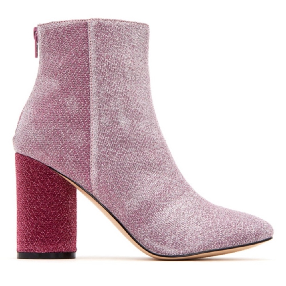 EUC Katy Perry Collections Pink Metallic Stretch Mayari Bootie SZ 5.5